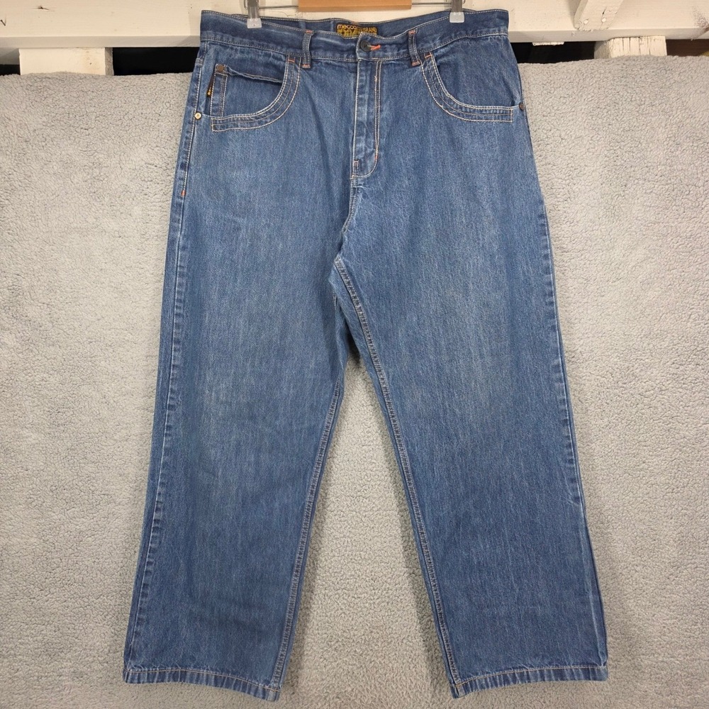 Vtg MECCA USA 1984 Y2K 40/32 Blue Denim Jeans Baggy Fit Cotton True To‎ The Game